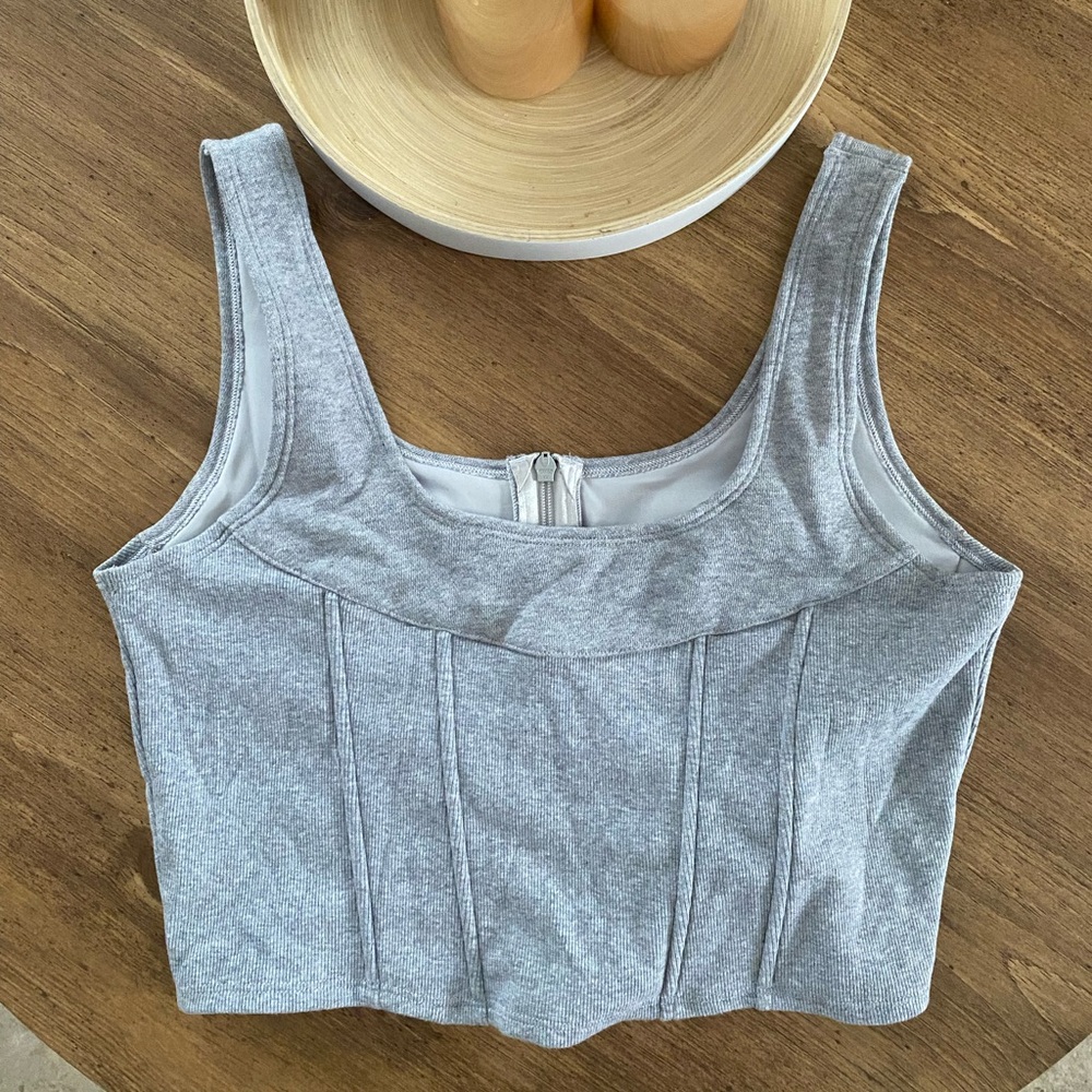 Victoria’s Secret Gray Zippered fleece corset top size XL - Picture 2 of 5